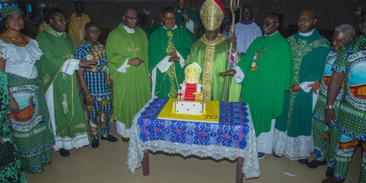 Holy Spirit parish Omaba celebrates Archbishop Okeke at 70