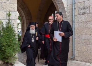 Patriarchs and Heads of the Churches in Jerusalem hold press conference after Gaza hospital explosion