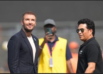 David Beckham makes surprise appearance at Cricket World Cup semi-final in India