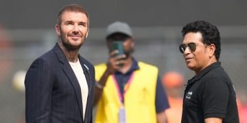 David Beckham makes surprise appearance at Cricket World Cup semi-final in India