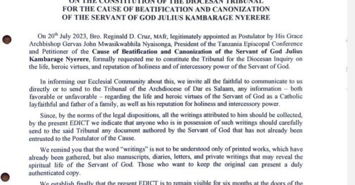 Julius Nyerere, former President of Tanzania, on the pathway to Canonization. An example that Politicians can practice politics without corruption
