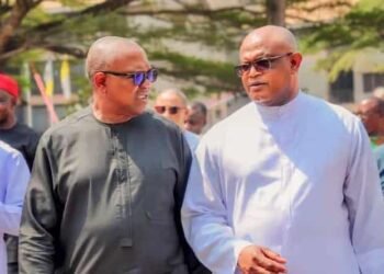Mr Peter Obi & his brother, Fr Fabian Obi (Rector) at the Blessed Tansi Major Seminary, Onitsha on Sunday 21st January 2024.