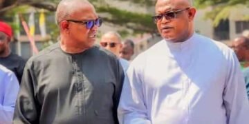 Mr Peter Obi & his brother, Fr Fabian Obi (Rector) at the Blessed Tansi Major Seminary, Onitsha on Sunday 21st January 2024.