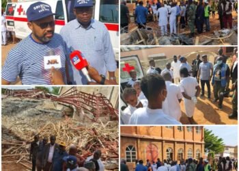 Tragedy as massive five storey building collapses at DMGS,Onitsha-Gov Soludo visits scene of incident