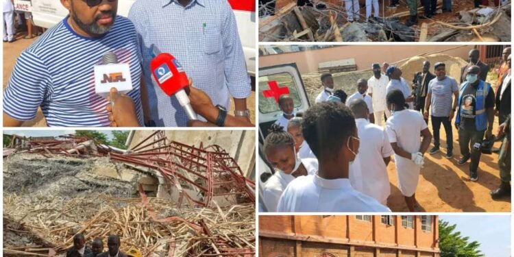 Tragedy as massive five storey building collapses at DMGS,Onitsha-Gov Soludo visits scene of incident