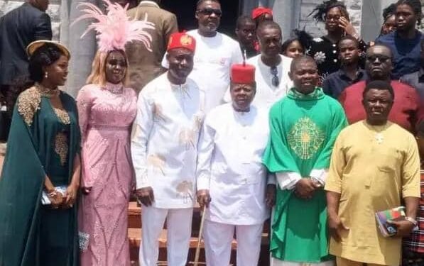 Gov Soludo pays surprising visit at Onitsha Basilica to honour Sir T O Chiegboka on his 91st birthday