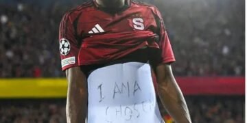 ‘I’m a chosen, who are you?’ Nigerian striker shows off viral slang in Champions League match