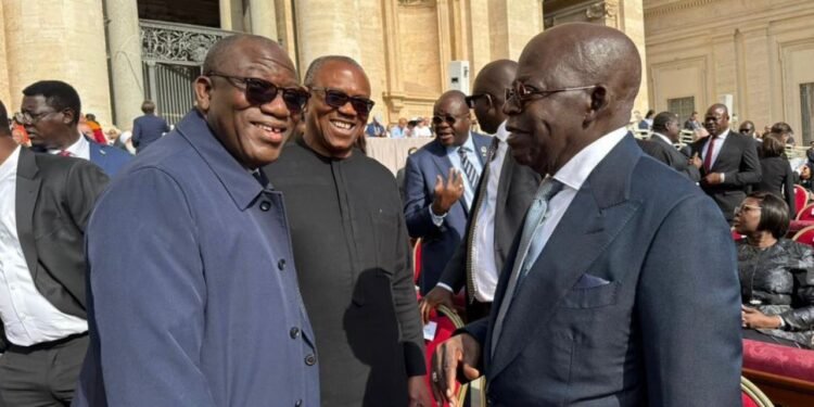 Peter Obi, Tinubu Exchange Warm Greetings at Pope Leo XIV’s Inauguration in Rome