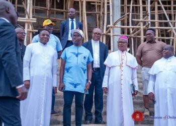 Archbishop Okeke welcomes Soludo on Visit to Shanahan University Permanent Site