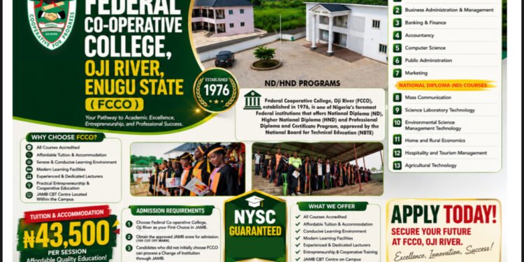 Federal Cooperative College (FCCO) Oji River, Enugu State has expanded its mandate beyond